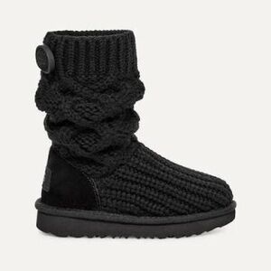 UGG Black Knit Slouch Boots with Button